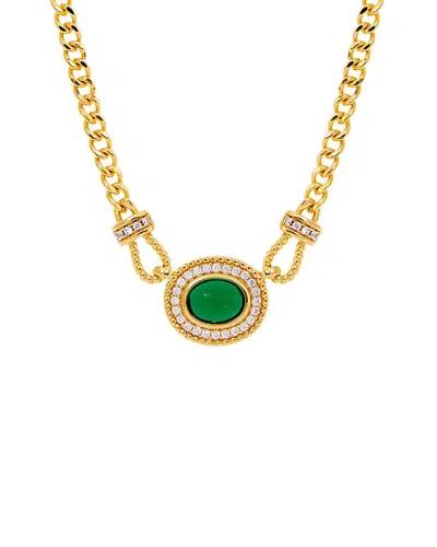 Savvy Cie 18k Vermeil Lab-created Emerald Necklace In Gold