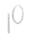 Savvy Cie 18k White Gold Plated Woven 1.5 Hoop