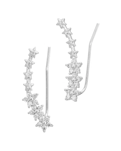 Savvy Cie Cz Climber Earrings In Metallic