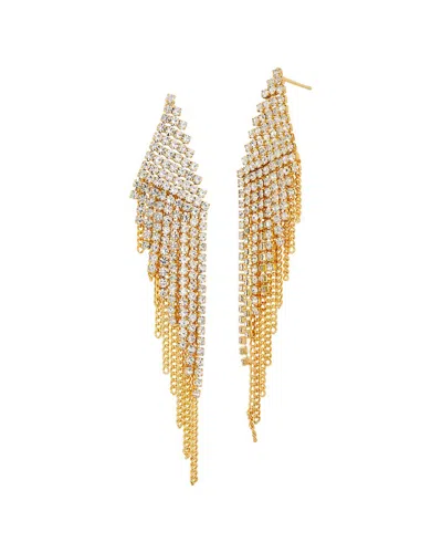 Savvy Cie Gold Plated Bronze Cz And Chain Fringe Earring