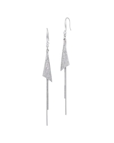 Savvy Cie White Rhodium Plated Bronze Cz Tassle Earring In Gold