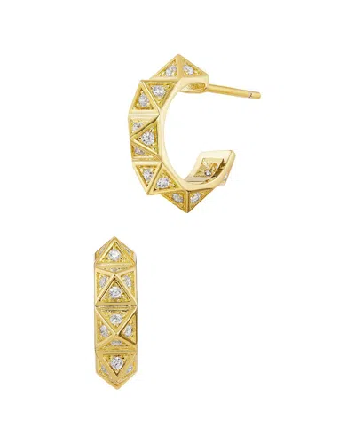 Savvy Cie Gold Plated Bronze Studded Cz Huggie