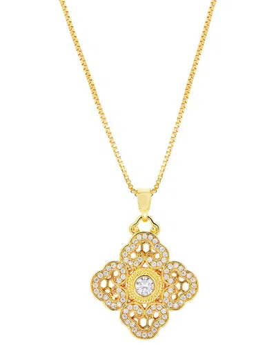 Savvy Cie Gold Plated Bronze Cz Fleur De Lis Charm Pendant