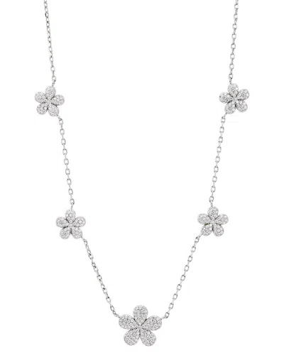 Savvy Cie Cz Station Necklace In Silver