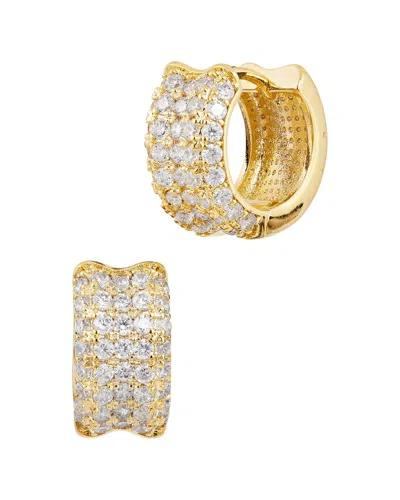 Savvy Cie Gold Plated Bronze Beveled Cz Huggie