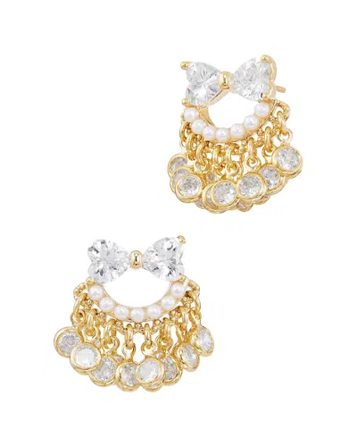 Savvy Cie Gold Plated Bronze Bow With Fringe Stud