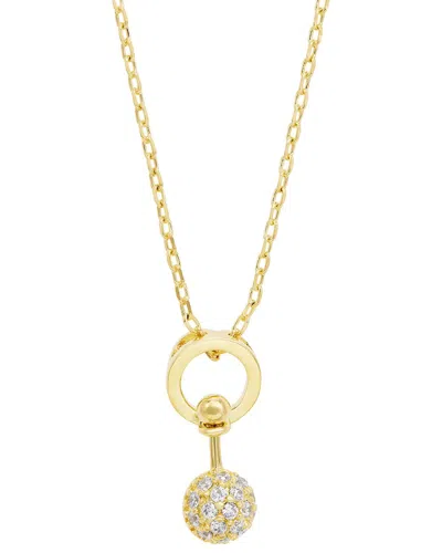 Savvy Cie Gold Plated Bronze Cz Ball Charm Necklace