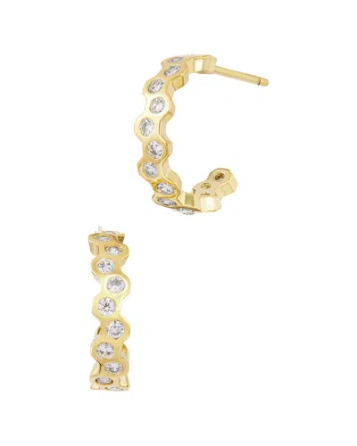 Savvy Cie Gold Plated Bronze Cz Honeycomb Hoop