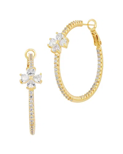 Savvy Cie Gold Plated Bronze Cz Hoop With Fleur De Lis