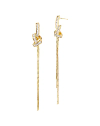 Savvy Cie Gold Plated Bronze Cz Knot With Fringe Earring