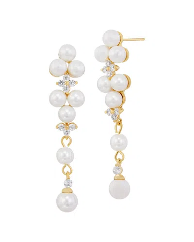 Savvy Cie Gold Plated Bronze Faux Pearl Cascade Hoop