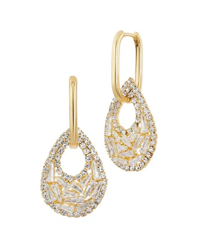 Savvy Cie Gold Plated Bronze Pave Doorknocker Earring