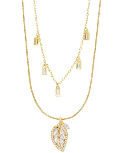Savvy Cie Gold Plated Bronze Two Row Necklace With Cz Fringe