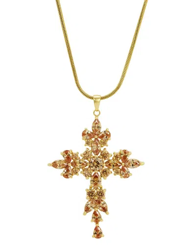 Savvy Cie Gold Plated Cz Cross Necklace