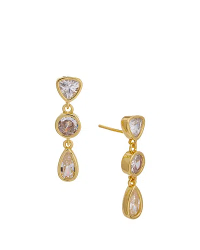 Savvy Cie Gold Plated Cz Drop Earrings