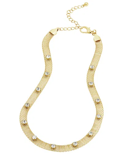 Savvy Cie Gold Plated Cz Flat Woven Necklace
