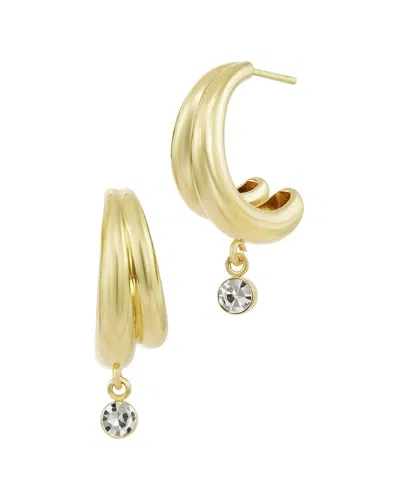 Savvy Cie Gold Plated Cz Hoop Earrings
