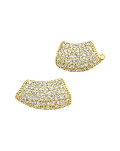 Savvy Cie Gold Plated Cz Stud Earrings In Gray