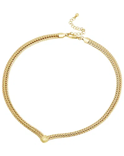 Savvy Cie Gold Plated Flat Woven Necklace