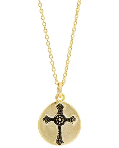 Savvy Cie Gold Plated Sterling Silver Cross Necklace With Cz