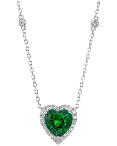 Savvy Cie Heart Shaped Rhodium Plated Sterling Silver Pendan In Metallic