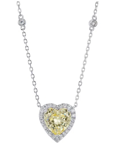 Savvy Cie Heart Shaped Rhodium Plated Sterling Silver Pendan In Metallic