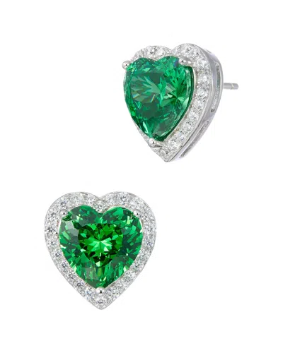 Savvy Cie Heart Shaped Rhodium Plated Sterling Silver Studs In Metallic