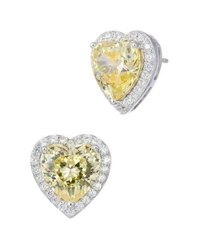 Savvy Cie Heart Shaped Rhodium Plated Sterling Silver Studs In Metallic