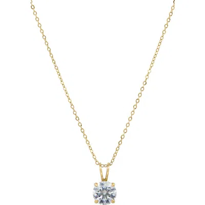Savvy Cie Jewels 10k Gold Moissanite Solitaire Pendant Necklace In Gold