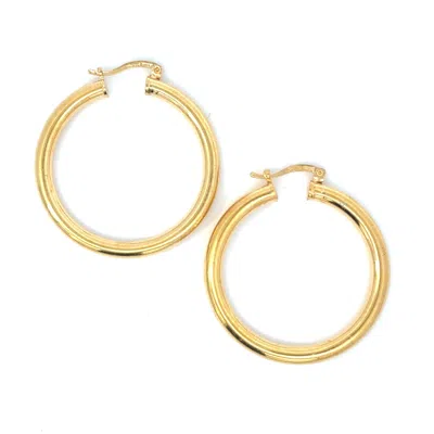 Savvy Cie Jewels 14k Gold Plated High Polished Hoop Earring In Yellow
