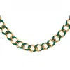 Savvy Cie Jewels 14k Yellow Gold Over Brass Enamel Link Necklace In Blue