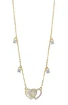 Savvy Cie Jewels 14k Yellow Gold Plated Mother Of Pearl Heart And Cz Necklace. In Gold