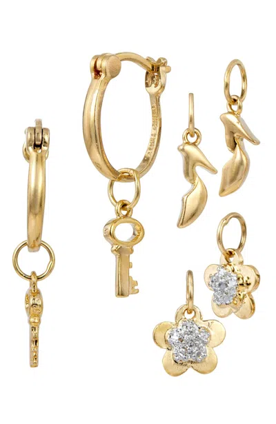 Savvy Cie Jewels 14k Yellow Gold Plated Over Sterling Silver .925 Multi Charm Interchangable Earrings