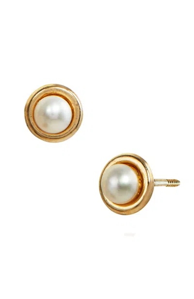 Savvy Cie Jewels 14kt Gold 4mm Cultured Freshwater Pearl Stud Earrings In Yellow