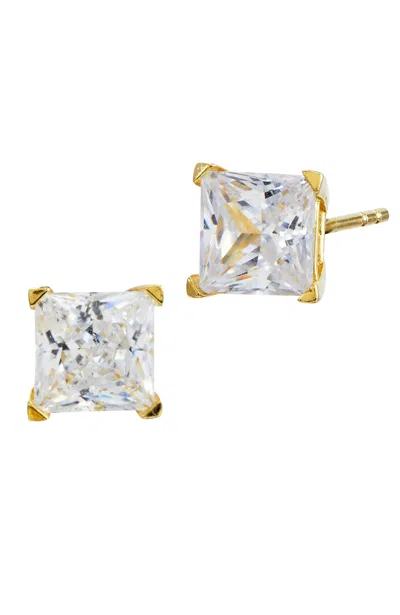 Savvy Cie Jewels 14kt Post And Ss 6mm Princess Cut Stud Earrings In Multi