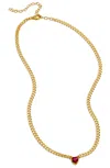 Savvy Cie Jewels 18k Gld Pl. Ruby Heart Cz Neck In Yellow