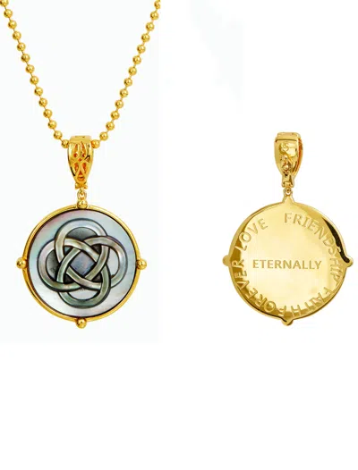 Savvy Cie Jewels 18k Gld Vermeil Black Mop Pend In Yellow