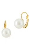 Savvy Cie Jewels 18k Gold Mother Of Pearl Leverback Earrings In Yellow