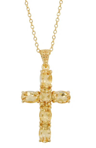 Savvy Cie Jewels 18k Gold Over Sterling Silver Cross Pendant Necklace In Multi