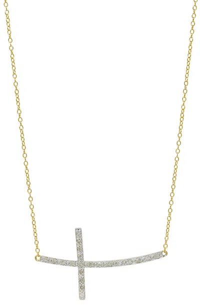 Savvy Cie Jewels 18k Gold Over Sterling Silver Diamond Necklace In Yellow