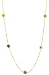Savvy Cie Jewels 18k Gold Over Sterling Silver Multi Color Evil Eye Necklace In Blue