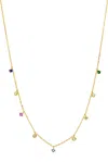 Savvy Cie Jewels 18k Gold Over Sterling Silver Multi Color Single Layer Necklace In Gold