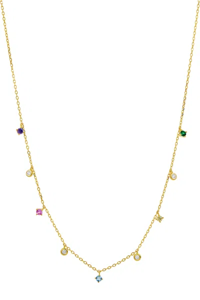 Savvy Cie Jewels 18k Gold Over Sterling Silver Multi Color Single Layer Necklace