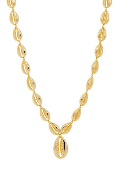 Savvy Cie Jewels 18k Gold Plate Cowrie Shell Necklace In Yellow