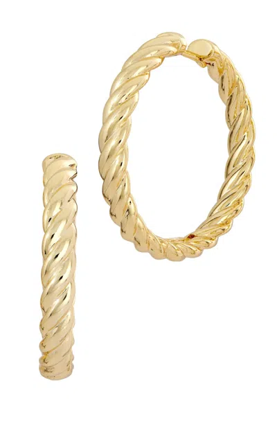 Savvy Cie Jewels 18k Gold Plated 1.5" Italian Like Twist Hoop Earrings In Yellow