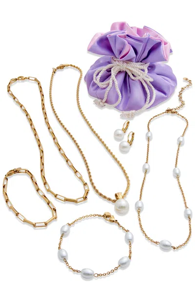 Savvy Cie Jewels 18k Gold Plated 7 Piece Jewelry Set In Yellow