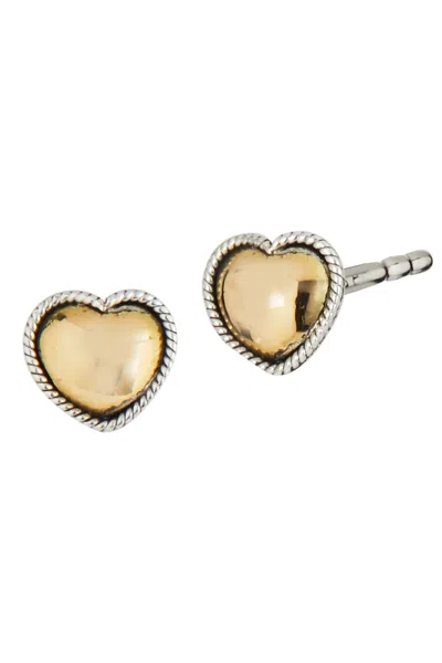Savvy Cie Jewels 18k Gold Plated Bali Heart Stud Earring In White