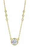 Savvy Cie Jewels 18k Gold Plated Bezel Set White Cz Station Necklace In Gold