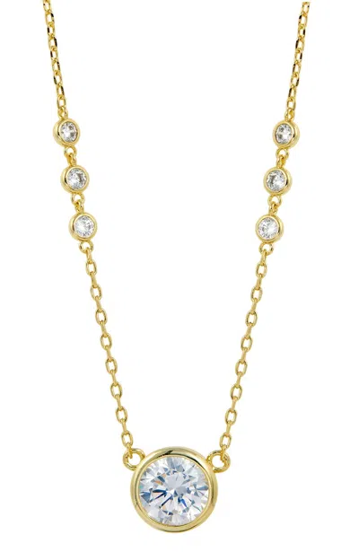 Savvy Cie Jewels 18k Gold Plated Bezel Set White Cz Station Necklace