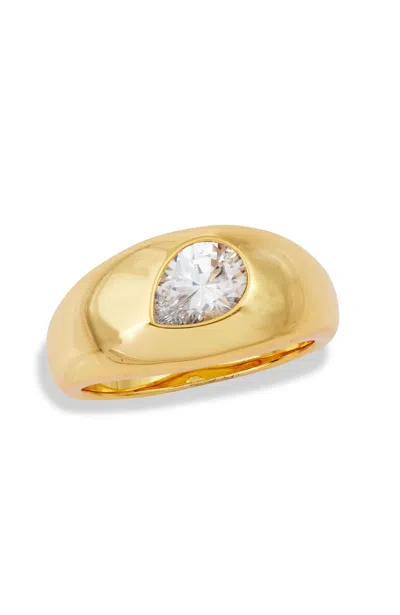 Savvy Cie Jewels 18k Gold Plated Brass White Cz Ring In Silver